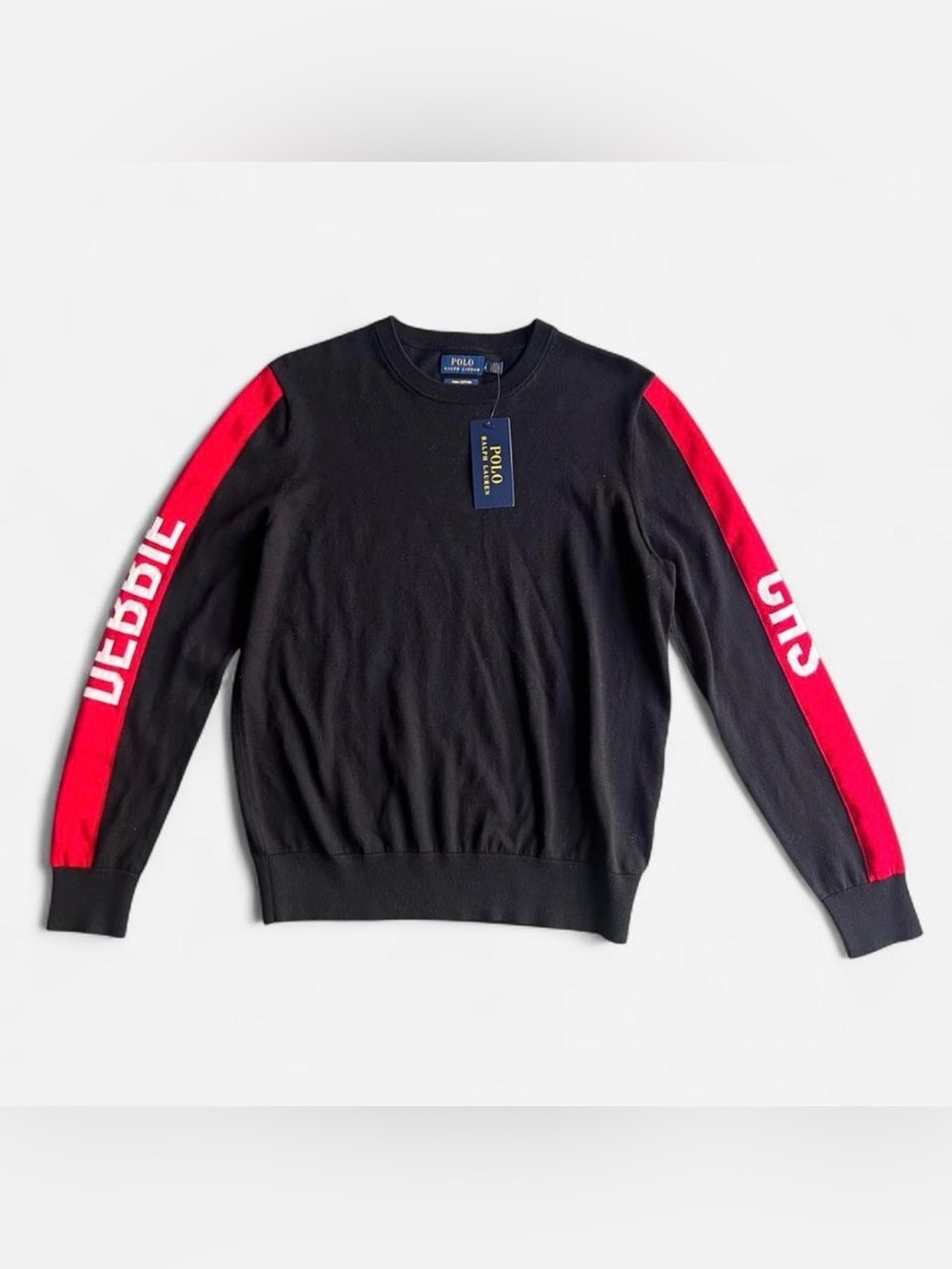 NWT Polo Ralph Lauren black and red pima cotton sweater women’s Small Petite